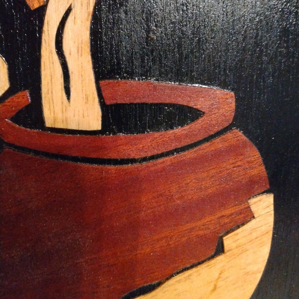 Ghana Africa marquetry pictures. Wood on wood. Framed. - Picture 4 of 4